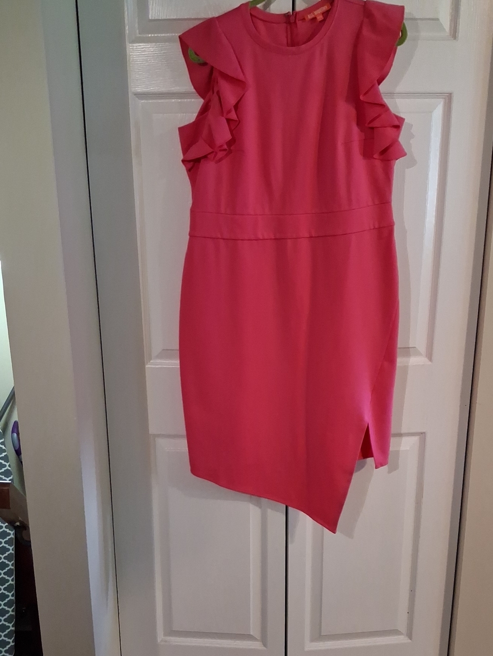 All Worthy by Hunter McGrady Ruffle Sleeve Midi Dress in Hot Pink